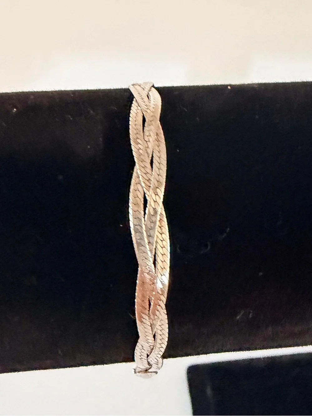 Vintage 925 Sterling Silver Braided Herringbone Rope Chain Bracelet, 7